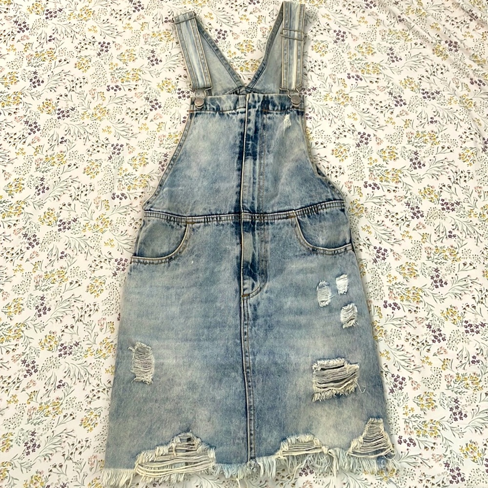 Light Blue Overalls with Skirt (and pockets!)
